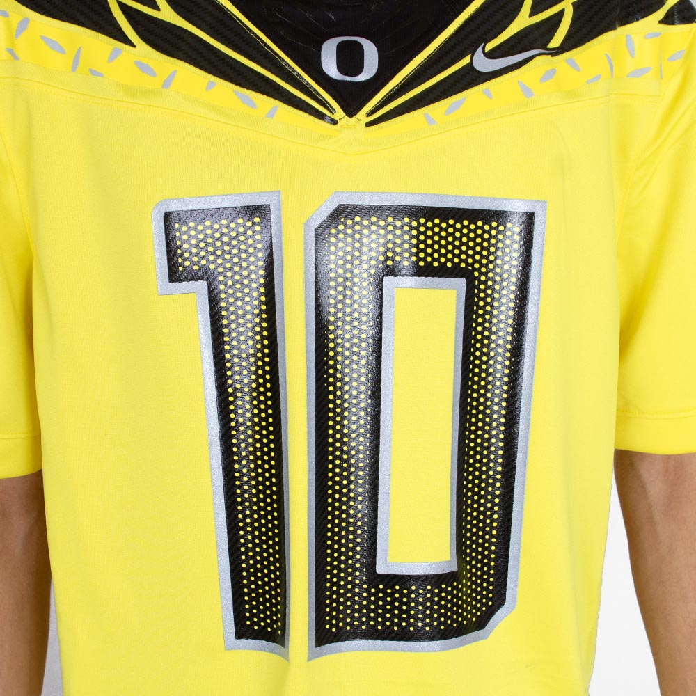 Classic Oregon O, Nike, Yellow, Jerseys, Polyester, Men, Football, Game Day, 2024, #10, Herbert, Ribbon, 843177